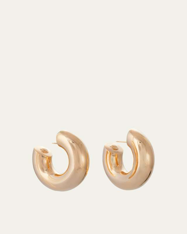18K Yellow Gold Wide Tubular Hoop Earrings